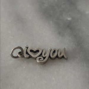 "I Love you " Script Charm Sterling NEW!